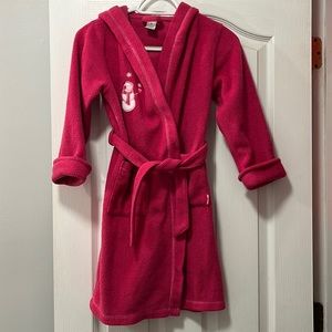 Children’s Place girls pink snowman robe with pockets and hood